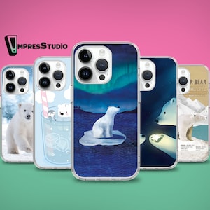 Cute Polar bear phone case for iPhone 16e 16 15 14 13 12 case for Samsung S25 S24 FE A16 A55 A35 A15 case for Pixel 8 pro