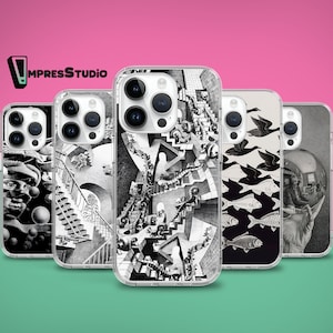 Custodia per telefono MC Escher Painting per iPhone 16e 16 15 14 13 12 custodia per Samsung S25 S24 FE A16 A54 custodia per Pixel 9 8 7