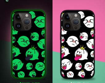 Funda para teléfono con diseño de videojuego Ghost Boo Glow in the Dark para iPhone 17 Air 16e 16 15, funda para Samsung S25 S24 FE A16 A55, funda para Pixel 10