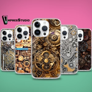 Steampunk Steam & Gear phone case for iPhone 16e 16 15 14 13 12 case for Samsung S25 S24 FE A16 A54 case for Pixel 9 8 7