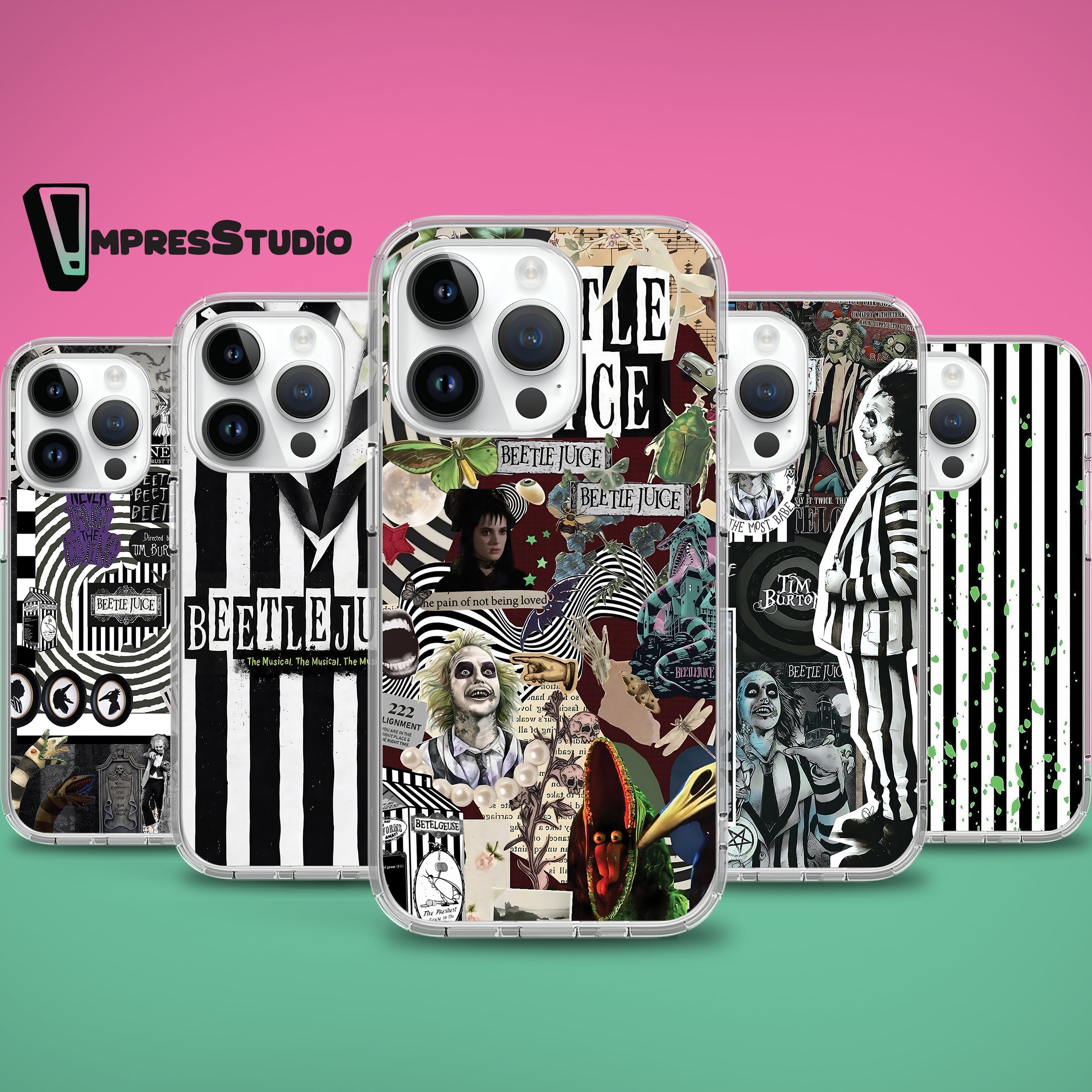 BEETLEJUICE TIM BURTON CARTOON GLASS iPhone 15 Pro Case Cover