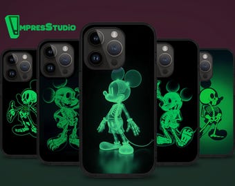 Funda para teléfono con diseño de rayos X de Mickey Mouse que brilla en la oscuridad