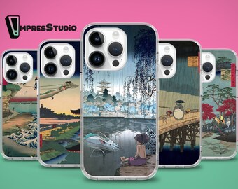 Funda de teléfono con diseño de anime Ukiyo-e para iPhone 17, Air 16e, 16, 15, Samsung S25, S24 FE, A16, A55, Pixel 10, Pixel 8 Pro.
