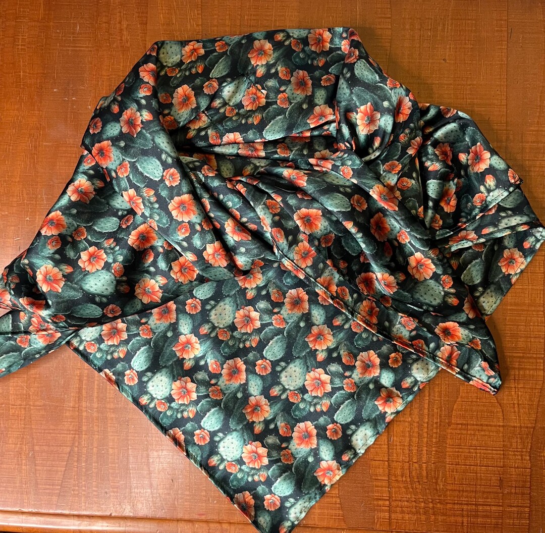 Prickly Pear Cactus Floral Wranglin Rag Cowboy Scarf Wild Rag - Etsy