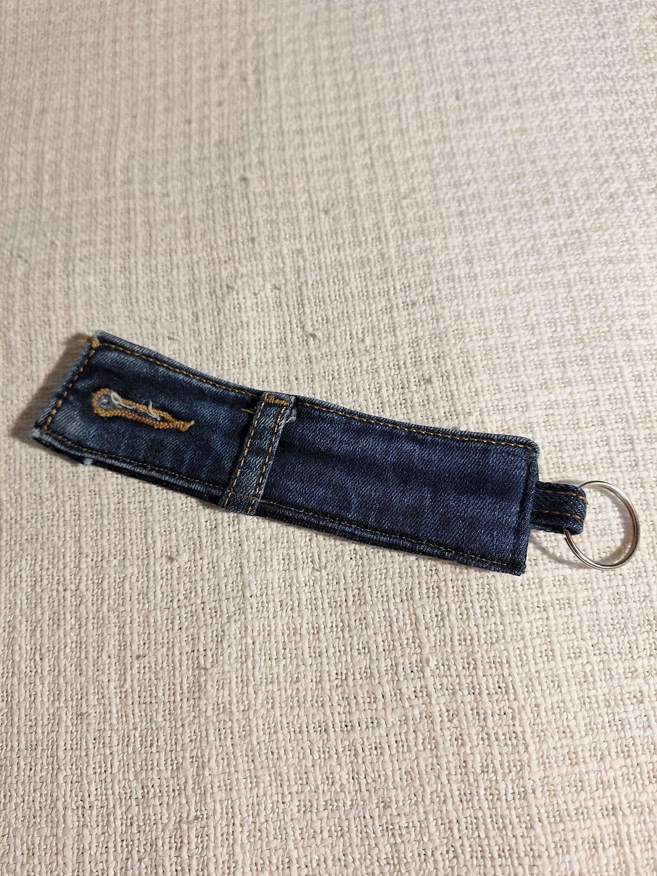 Key Chain Made From the Waistband of Jeans - Etsy