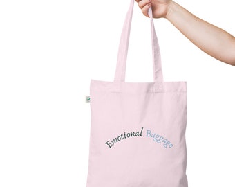 Emotional Baggage Tote Bag • Long Handles Cotton Shopping Bag Reusable Tote Bage Unisex Funny Gift