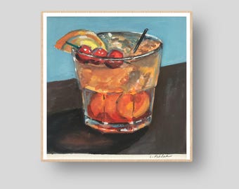 Old Fashioned Print, Wisconsin themed art, Bar decor