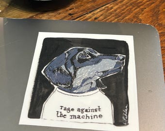 Dachshund sticker, black and white decal, 3x3" square sticker