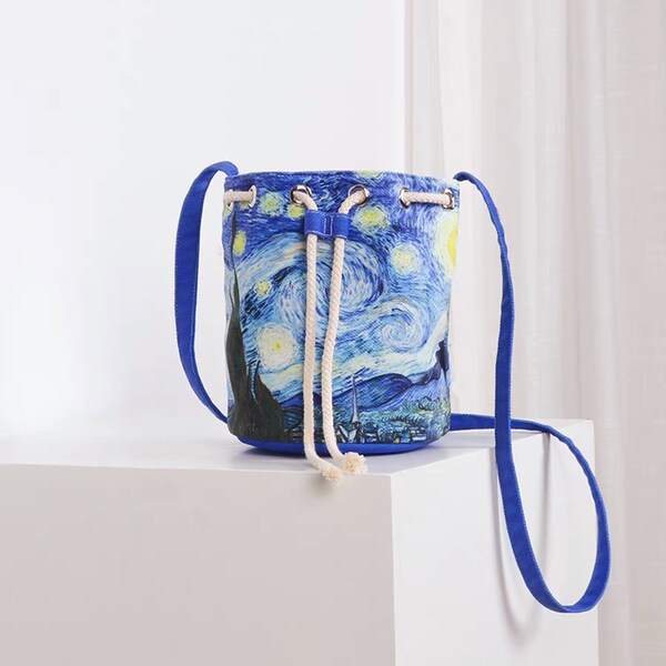 Vincent Van Gogh  starry night Foldable Art totes bag | Famous art tote bag | Handmade Linen tote Handbag