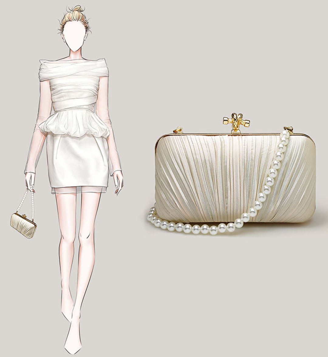 Champagne & Gold, Pearl Clutch Bag