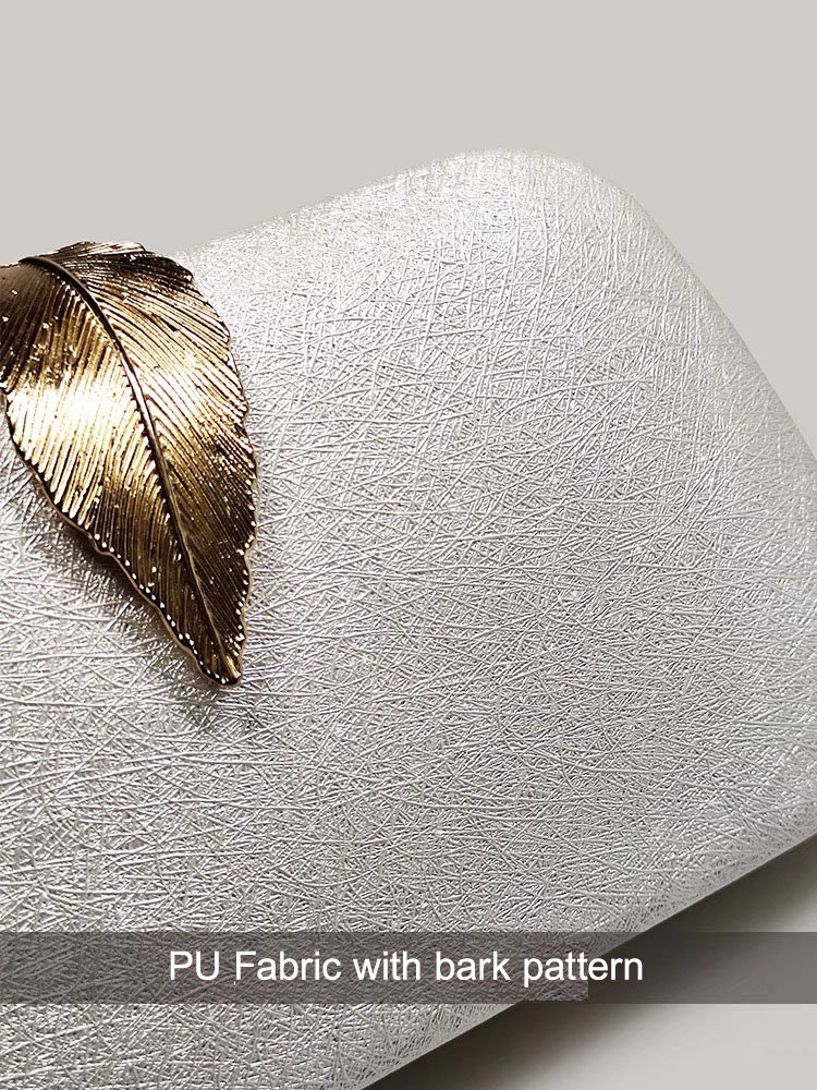 Classic Vintage Metallic Silver Clutch With Gold Leaf Clasp Clutches