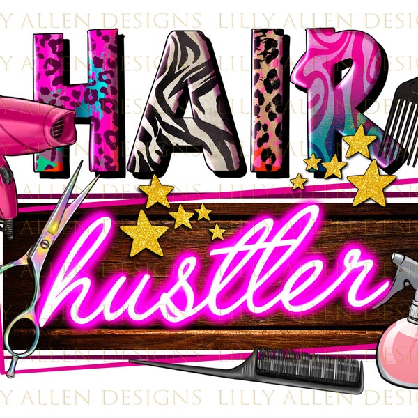 Western Hair Hustler Png Sublimation Design, Leopard And Cowhide Hair Hustler Png, Hairdresser Png, Hair Beauty Tools Png, Digital Download