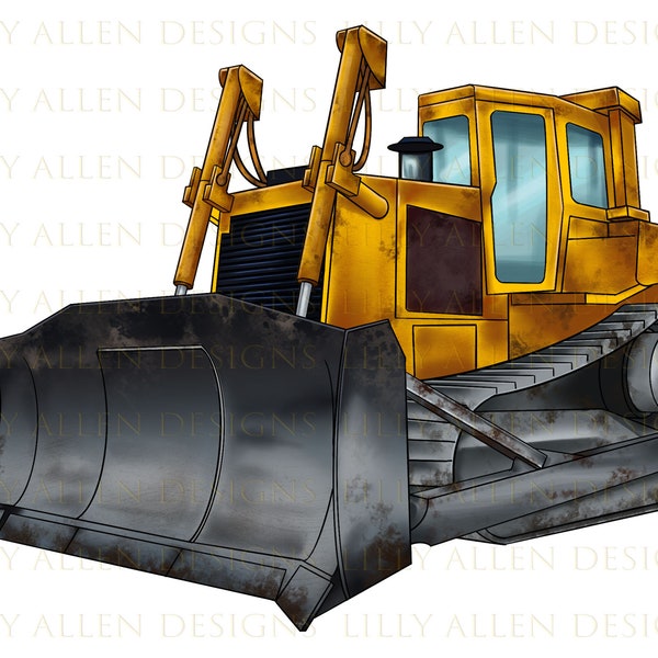 Bulldozer Png Sublimation Design, Hand Drawn Construction Machine Png, Construction Vehicle Png, Heavy Equipment Png,Excavator Png Downloads