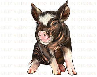 Berkshire Baby Pig Png, Baby Pig Png Sublimation Design,Berkshire Pig Cub Png,Hand Drawn Berkshire Pig Png,Barnyard Animals,Digital Download