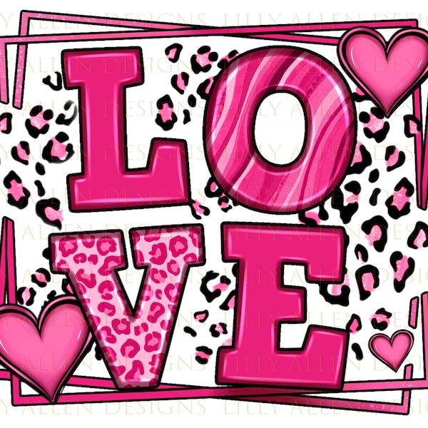 Love leopard frame png sublimation design download, Happy Valentines Day png, western love png, sublimate designs download