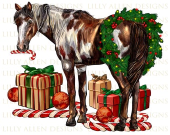 Christmas Mustang Horse Png Sublimation Design, Christmas Horse Png, Christmas Animal Png, Happy Holidays Png, Horse Png, Digital Download