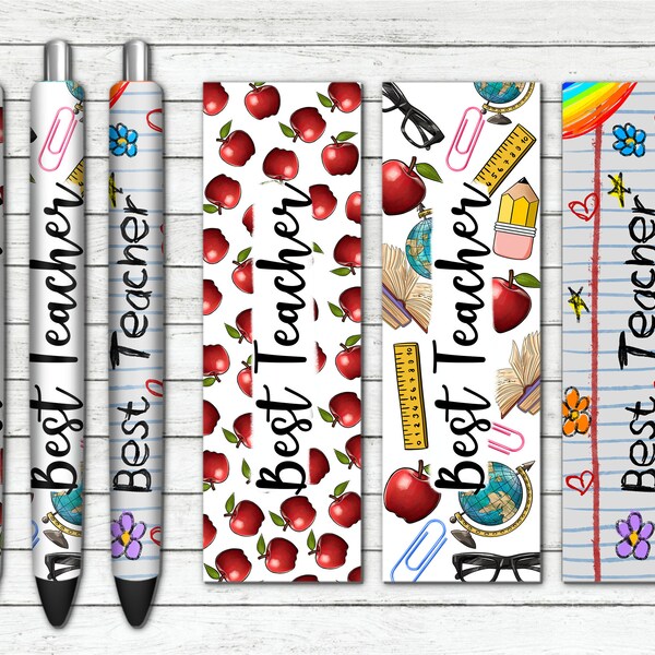 Best Teacher Pen Wrap Png Sublimation Design, Teacher's Day Pen Wrap Png, Teacher's Elementary Pen Wrap Png, Teacher Png Digital Downloads