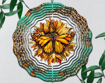 Monarch Butterfly Sunflower Wind Spinner Png Sublimation Design,Monarch Butterfly Wind Spinner Png,Leopard Wind Spinner Png,Digital Download