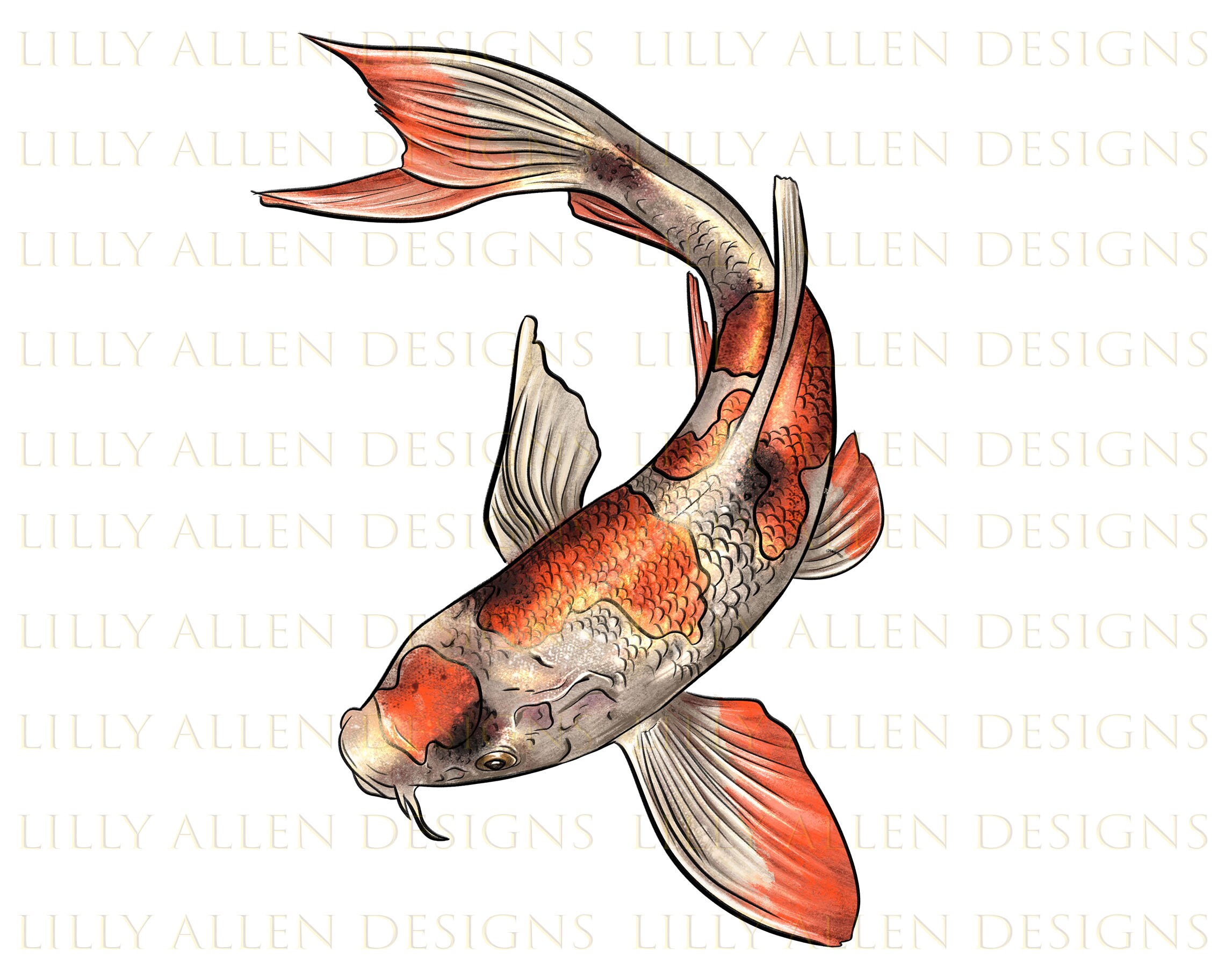 Realistic Koi Fish Drawing