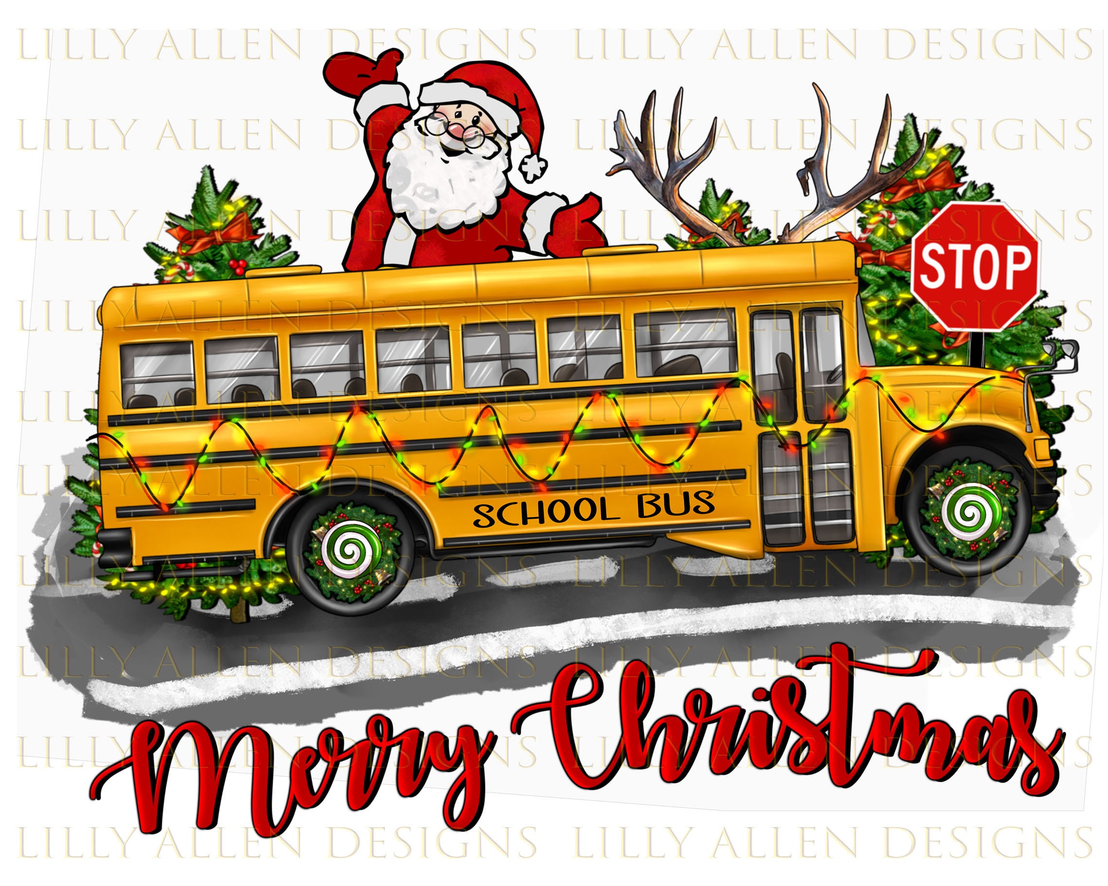Christmas School Bus Clipart