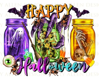 Happy Halloween Glas png Sublimation Design download, Happy Halloween png, Spooky Season png, Trick O Treat png, Sublimate Designs download