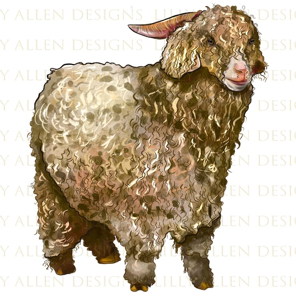 Angora Goat Png, Goat Png Sublimation Design,Goat Png,Hand Drawn Angora Goat Png,Barnyard Animals,Printable Angora Goat Png Downloads