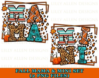 Fall Mama and Mimi Set Png Sublimation Design, Leopard Fall Mama Png, Autumn Mama Png, Fall Mini Png, Mama And Mini Png, Digital Downloads