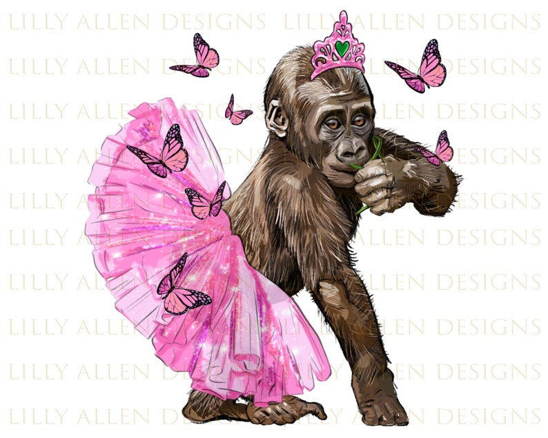 Baby Gorilla With Tutu Png Sublimation Design Ballerina Etsy