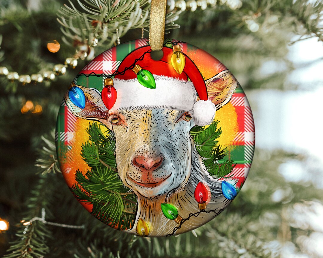 Saanen Goat Christmas Ornament Png Sublimation Design, Western ...