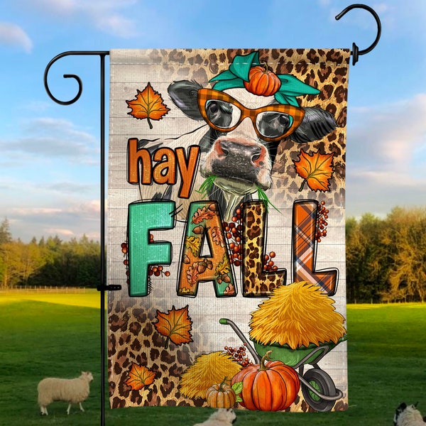 Hay Fall Cow Garden Flag Png Sublimation Design, Fall Cow Png, Fall Cow Garden Flag Png, Western Cow Png, Fall Vibes Png, Digital Downloads