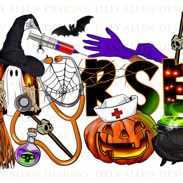 Halloween Nurse Png Sublimation Design, Halloween Png, Nurse Png, Halloween Vibes Png, Nurse Equipment Png, Ghost Png, Digital Download