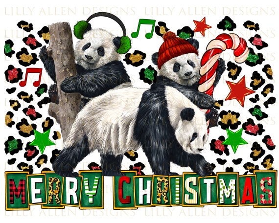 Merry Christmas Pandas Png Sublimation Design Christmas Panda 