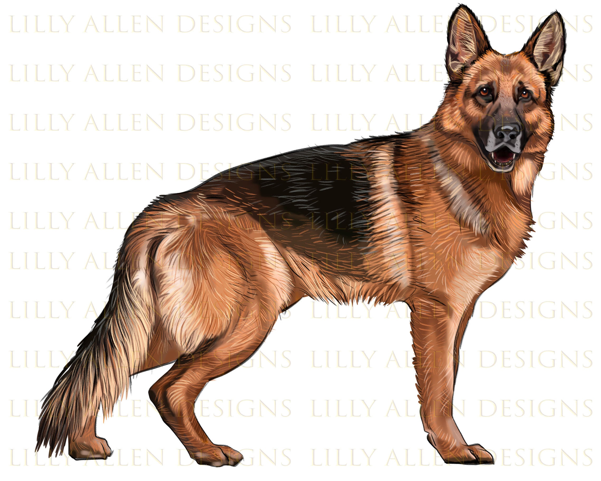 German Shepherd Dog Illustrations Png Digital Download, Dog Png ...