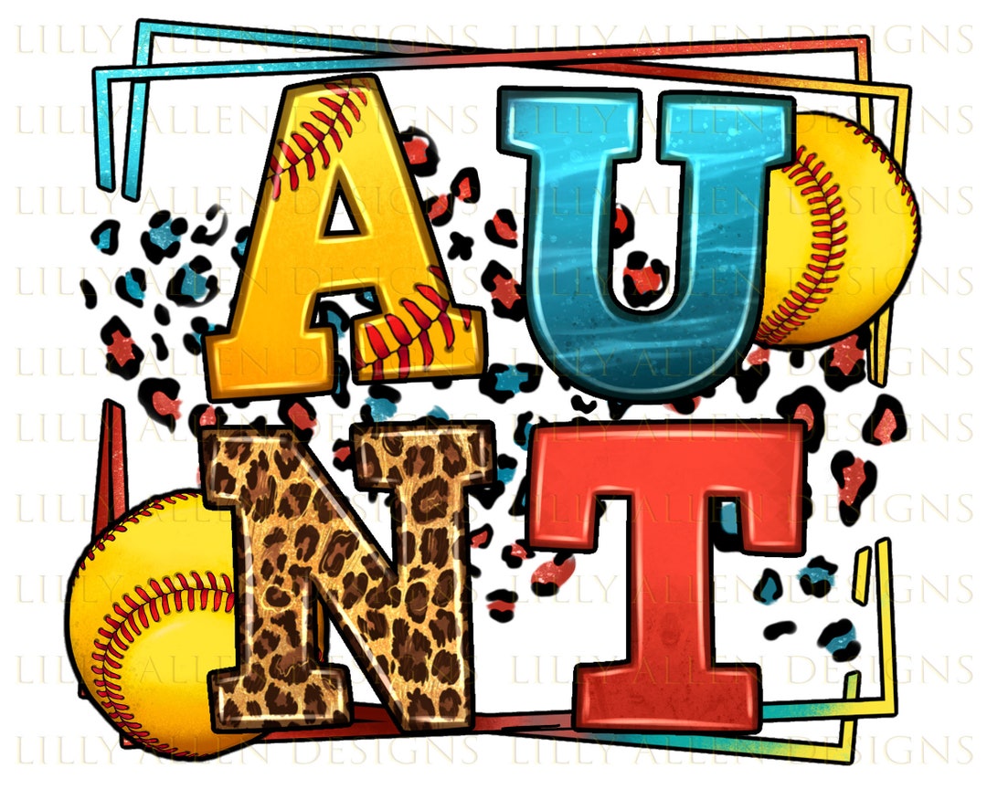 Softball Aunt Leopard Frame Png Sublimation Design Download, Sports