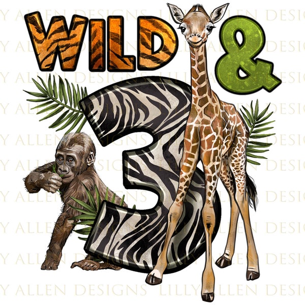 Wild And Three Safari Animals Png Sublimation Design, Wild Safari Animals Png, Safari Animals Png, Safari Birthday Png, Digital Download