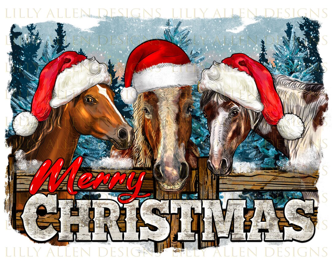 Merry Christmas Horses Png Sublimation Design,christmas Horses Png ...