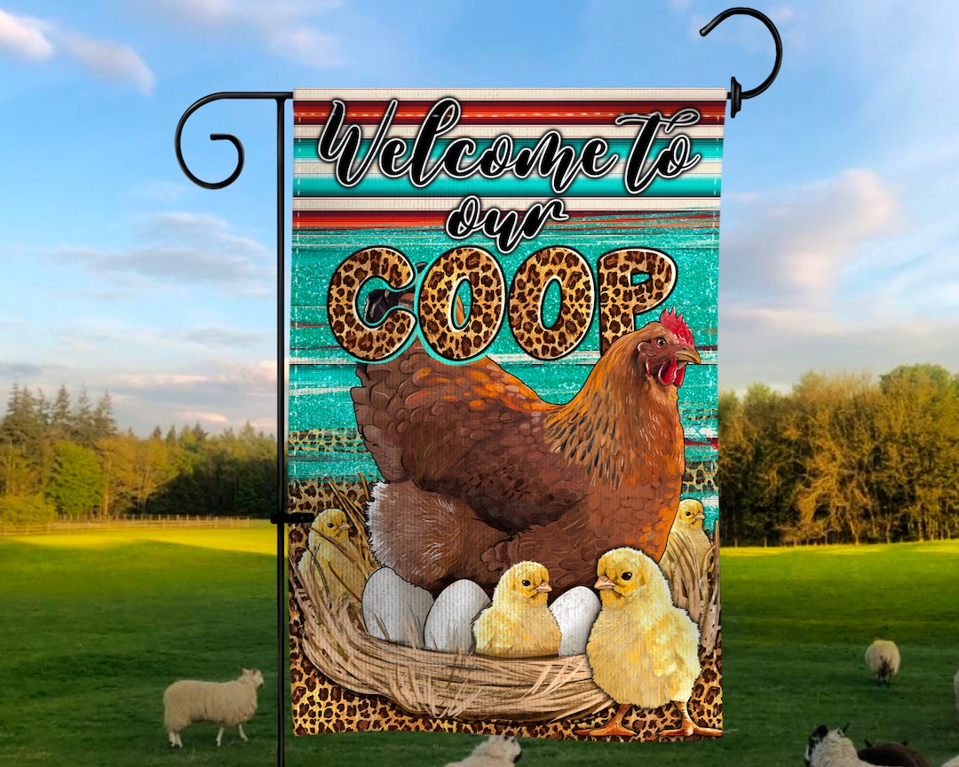 Western to Our Coop Garden Flag Png, Chicken Sublimation Design, Chicks Garden Flag Png