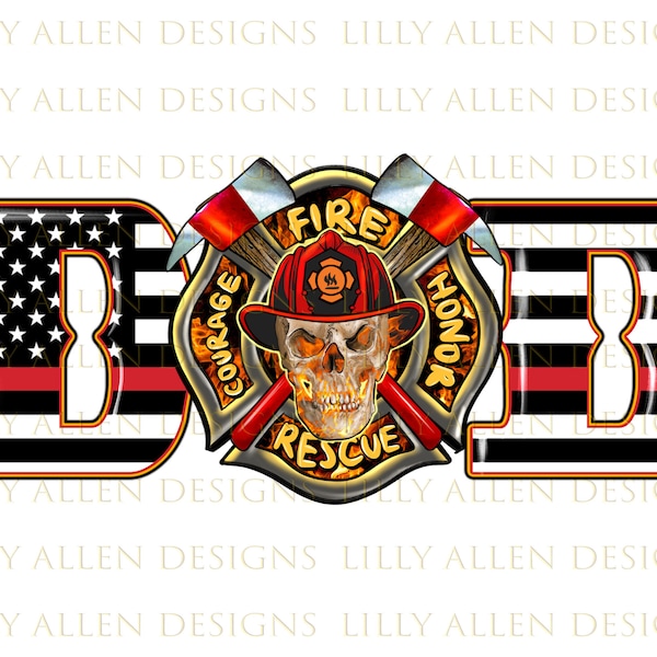 Firefighter Dad Logo Skull Png Sublimation Design, Fireman Png, Fire Rescue Png, Fire Png, Red Thin Line Flag Firefighter Dad Png Downloads