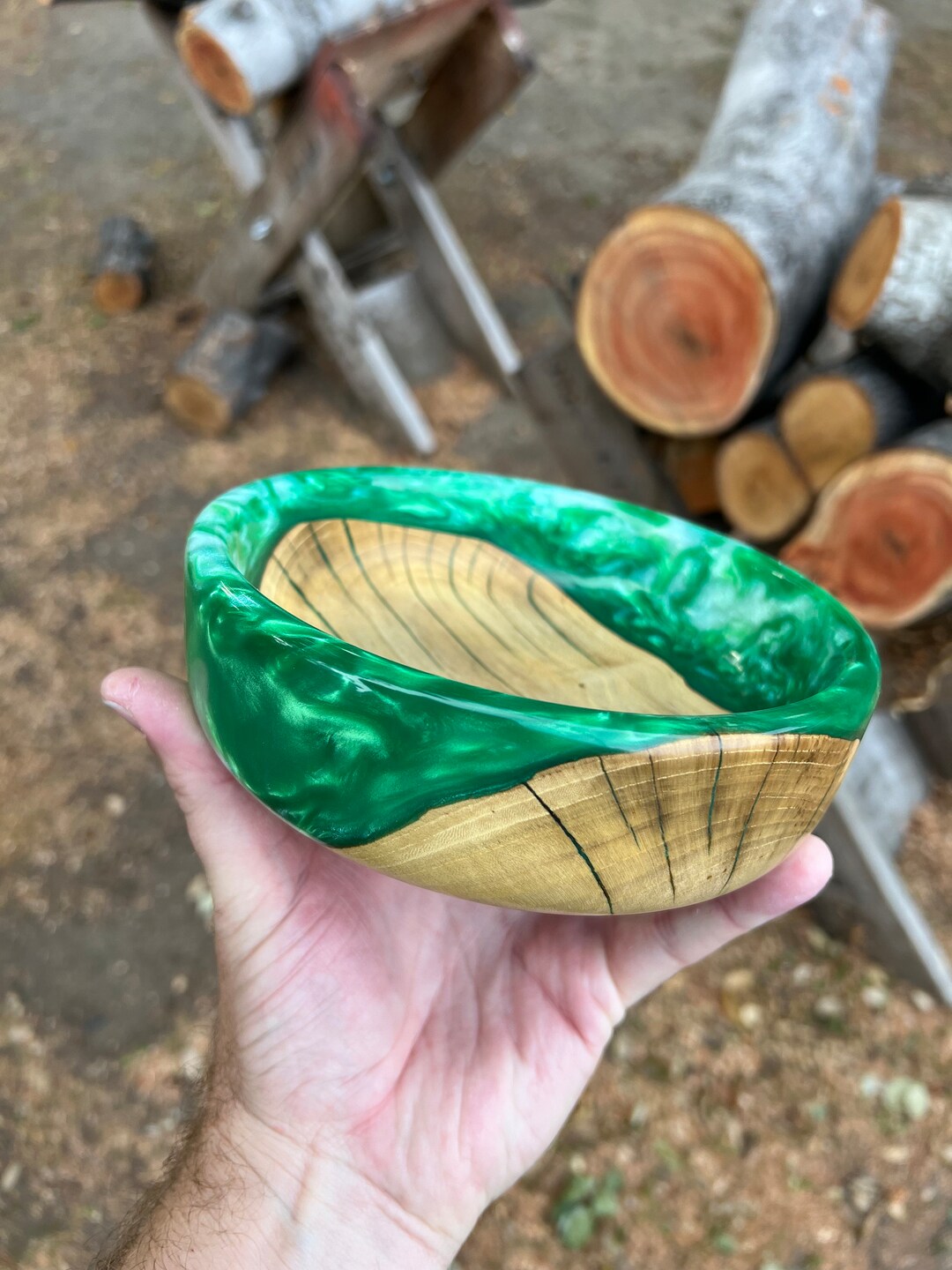 Tree of Heaven Wood and Resin Turned Bowl Etsy