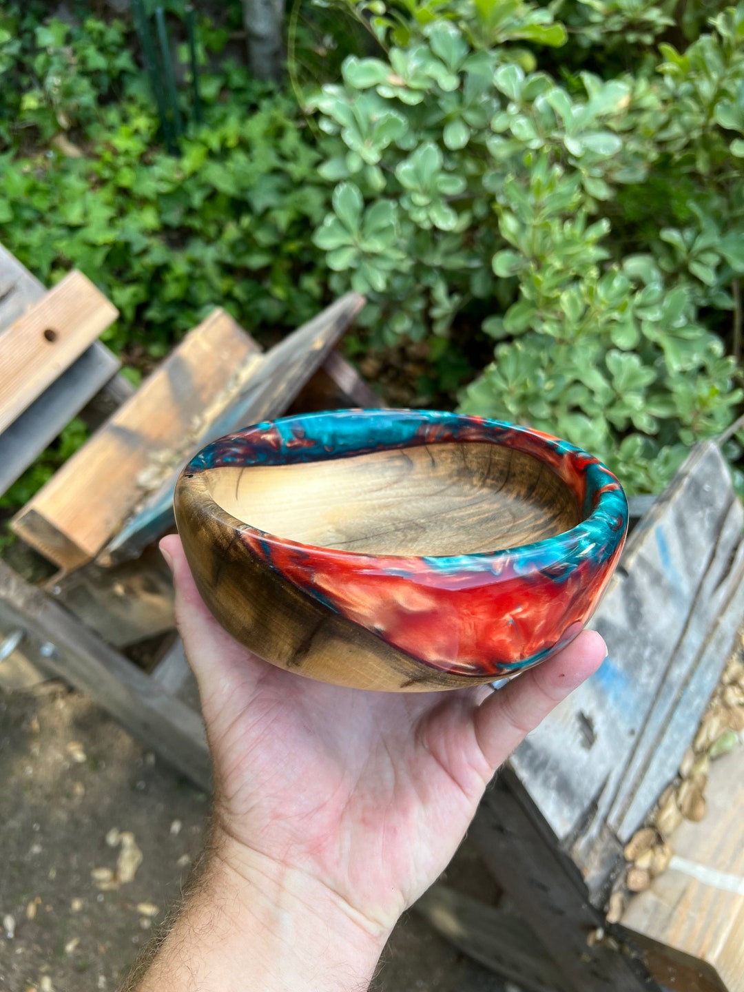 Tree of Heaven Wood and Resin Turned Bowl Etsy