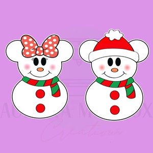 Mouse Snowman Bow & Snow Hat | 2 Piece Set | Cookie Cutter
