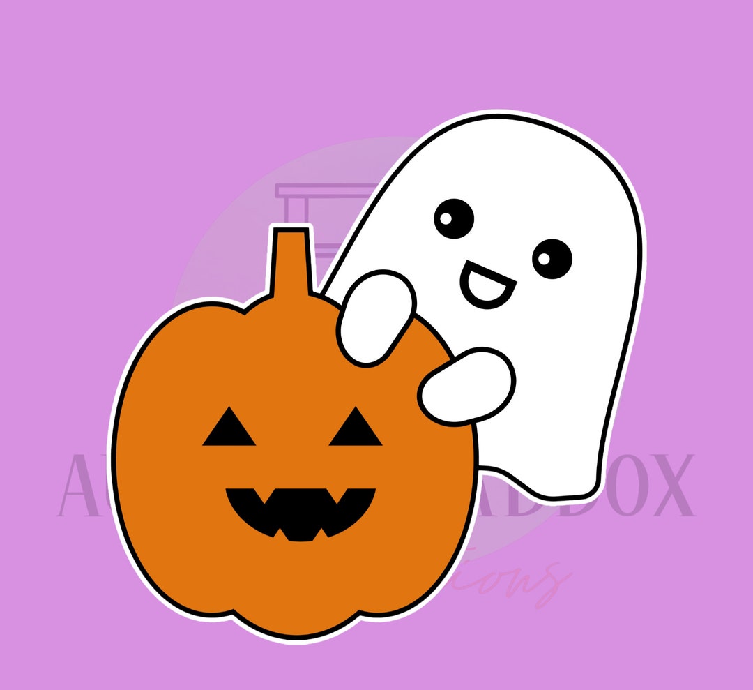 Cute Ghost Peeking Pumpkin Cookie Cutter Outline - Etsy