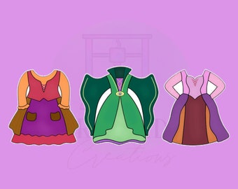 3 Vestidos de Bruja / Cortadores de Galletas / 3 Piezas