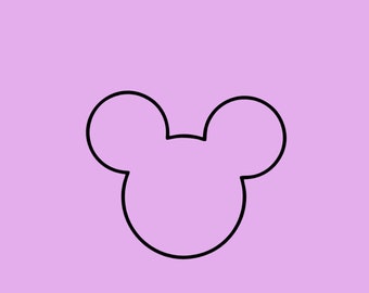 Könnte beinhalten: Eine schwarze Umrandung eines Mickey-Maus-Kopfes auf einem hellvioletten Hintergrund.