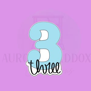 Number 3 Bottom Script | Cookie Cutter