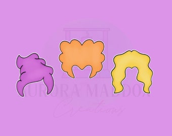 Juego de cortadores de galletas con forma de bruja de Halloween, 3 piezas