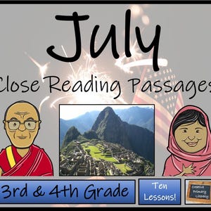 July Close Reading Comprehension Passages | 3rd Grade & 4th Grade