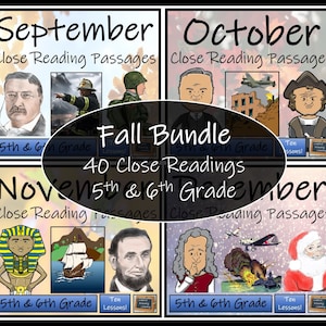 Fall Reading Comprehension Book Bundle | 5th Grade & 6th Grade
