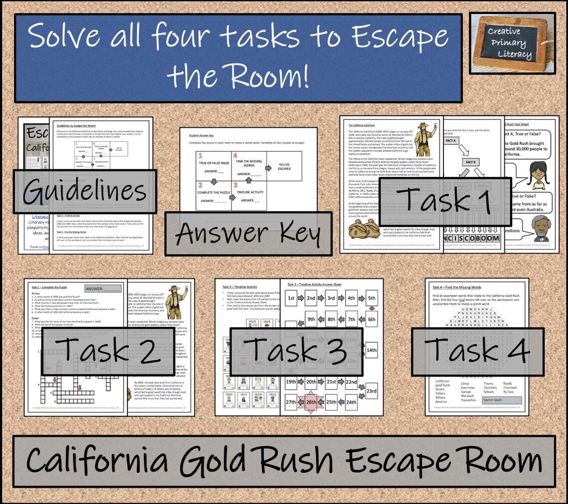California Gold Rush Escape Room Activity - Etsy