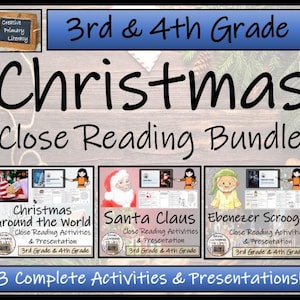 A Christmas Close Reading Comprehension Bundle | 3rd Grade & 4th Grade